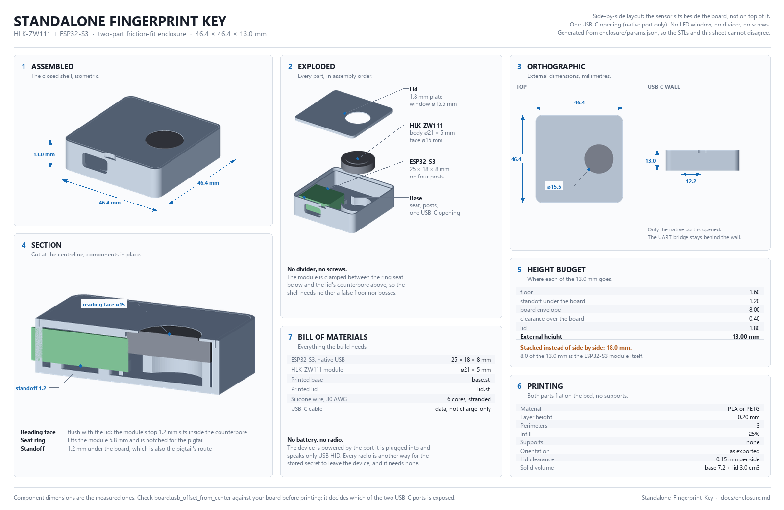 Prancha tecnica do Standalone Fingerprint Key